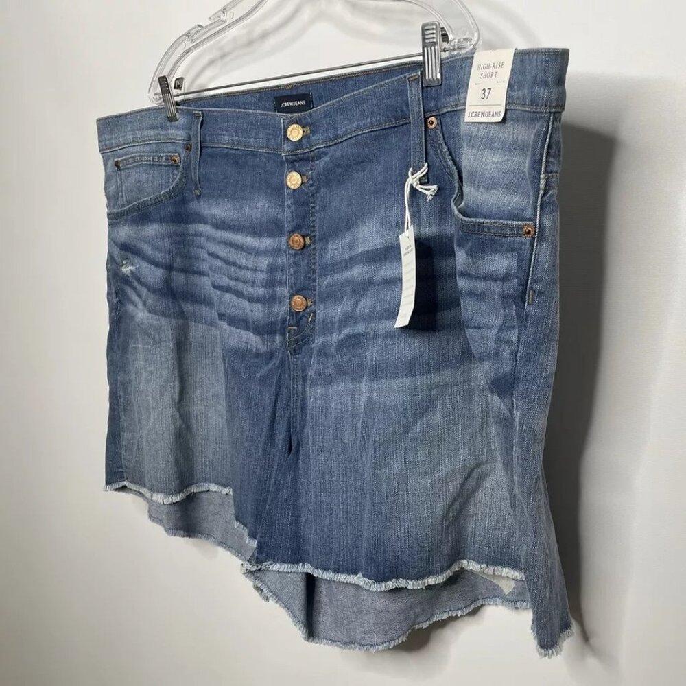 J Crew Button Fly Denim Shorts Plus Size 3X Blue Medium Wash High Rise Cutoffs - Picture 4 of 6